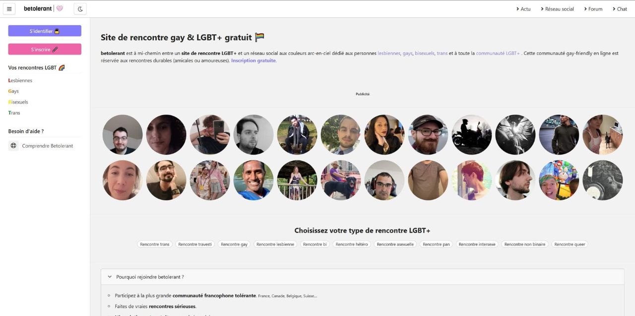 page d'accueil betolerant